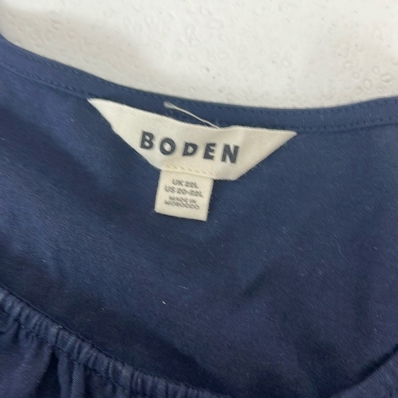 Boden Sz 20/22 Dress Navy Blue Cotton/Modal Jersey Flutter Sleeve Midi Career - Picture 3 of 11